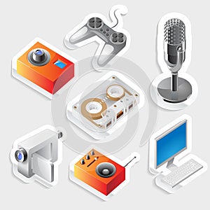 Sticker icon set for entertainment devices