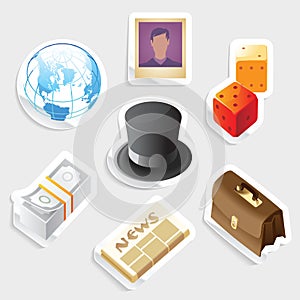Sticker icon set for global business