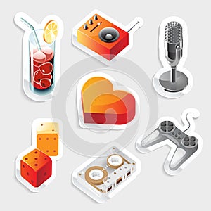 Sticker icon set for leisure