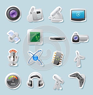 Sticker icons for technology and devices