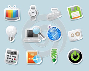 Sticker icons for technology and devices