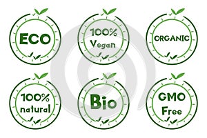 Sticker, label, badge and logo for eco, bio, organic and natural products. Ecology icon.