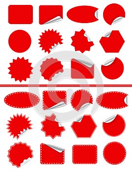 Sticker label set. Red sticky isolated on white