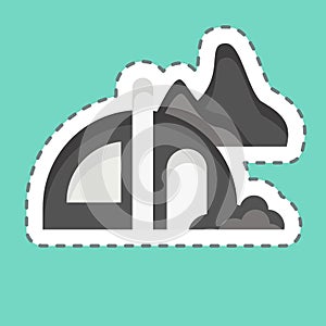 Sticker line cut Camping. related to Alaska symbol. simple design editable. simple illustration