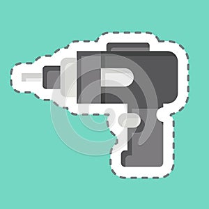 Sticker line cut Cordless Drill. related to Construction symbol. simple design editable. simple illustration