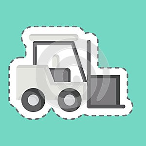 Sticker line cut Fork Lift. related to Building Material symbol. simple design editable. simple illustration