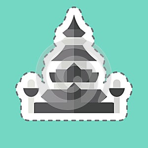 Sticker line cut King Norodom Stupa. related to Cambodia symbol. simple design editable. simple illustration