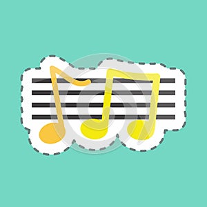 Sticker line cut Music Staff. suitable for music symbol. color mate style. simple design editable. design template vector. simple