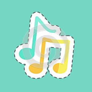 Sticker line cut Musical Note. suitable for music symbol. color mate style. simple design editable. design template vector. simple