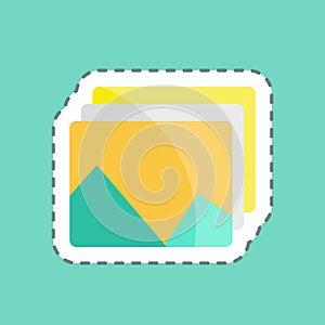 Sticker line cut Photos. suitable for Art symbol. simple design editable. design template vector. simple illustration