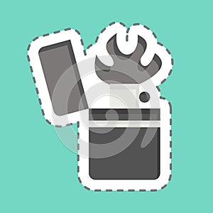 Sticker line cut Pyromania. related to Addiction Dictionary symbol. simple design editable. simple illustration photo