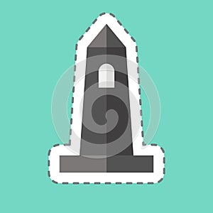 Sticker line cut Rish Round Tower. related to Ireland symbol. simple design editable. simple illustration