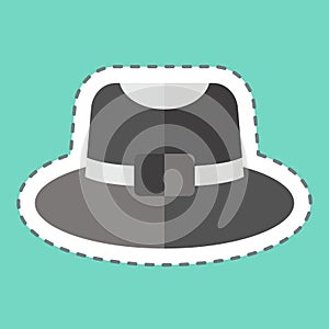 Sticker line cut Trilby. related to Hat symbol. simple design editable. simple illustration