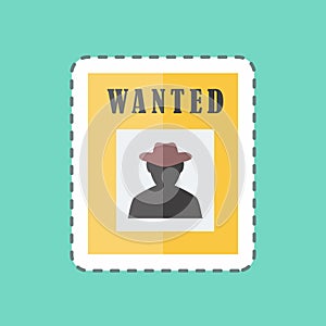 Sticker line cut Wanted Poster. suitable for Wild West symbol. simple design editable. design template vector. simple symbol