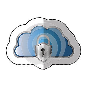 sticker metallic cloud tridimensional in cumulus shape with padlock