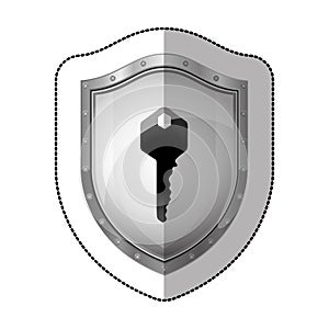 sticker metallic shield with silhouette key