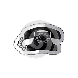 sticker monochrome silhouette antique phone with auricular