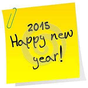 Sticker note with 2015 Happy New Year message