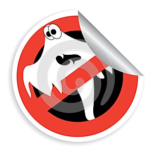 Sticker prohibition sign with ghost for Halloween