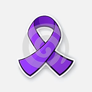 Sticker of purple ribbon, awareness of interpersonal violence and abuse prevention