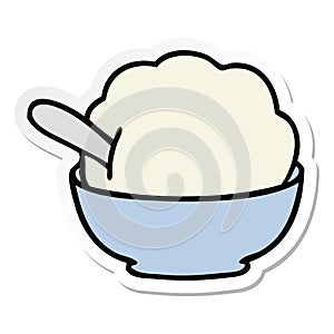 sticker of a quirky hand drawn cartoon ice cream bowl