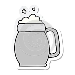 sticker of a quirky hand drawn cartoon pint of beer