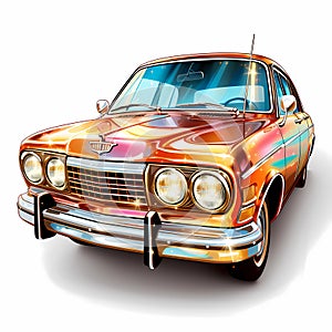 sticker retro automobile, luxury color, illustration