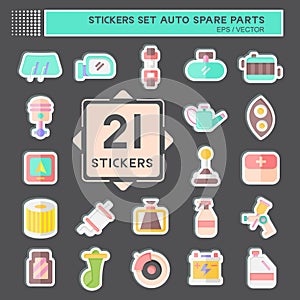Sticker Set Auto Spare Parts. related to Spare Parts symbol. simple design editable. simple illustration