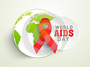 Sticker set with red ribbon or globe World Aids awareness Day.