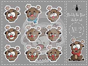 Sticker Set of Ruddy the deer 2 vector