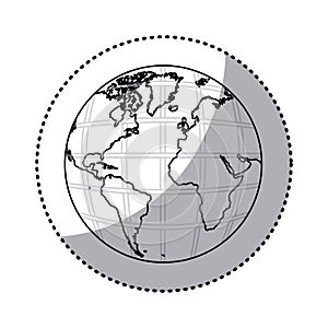 sticker silhouette earth world map with continents in 3d