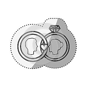 Sticker silhouette profile face engagement and diamond rings