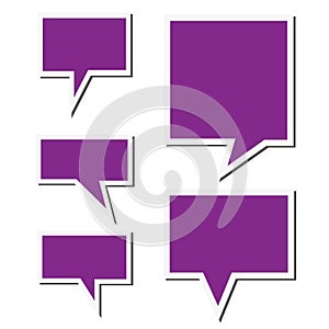 Set of colorful square sticker speech bubbles