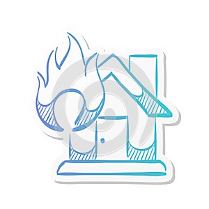 Sticker style icon - House fire