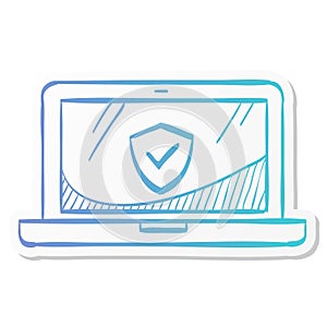 Sticker style icon - Laptops antivirus