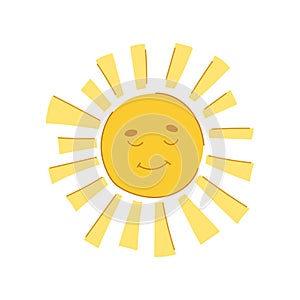sticker sun character cartoon vector illustration