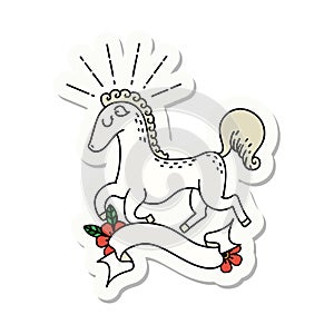 sticker of tattoo style prancing stallion