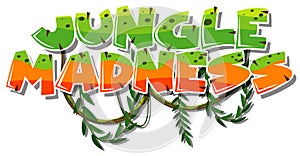 Sticker template for word jungle madness with vine hanging