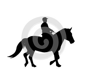 Sticker to car silhouette rider on horse. Expert in dressage of