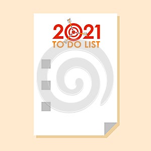 Sticker with To do list for 2021 year and check