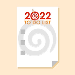 Sticker with To do list for 2022 year and check
