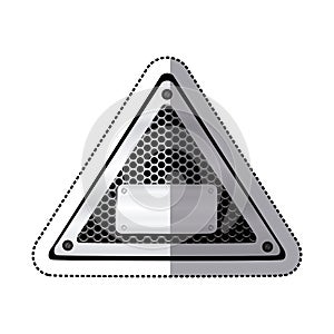 sticker triangle metallic frame with grill perforated and plaque with screws