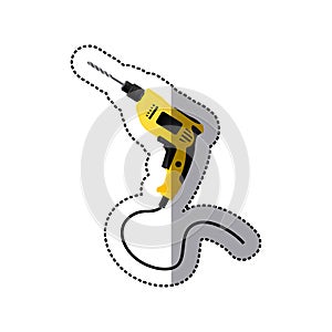 sticker yellow drill icon tool with wired