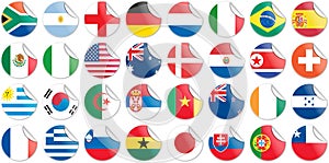 Stickers buttons of national flags of countries