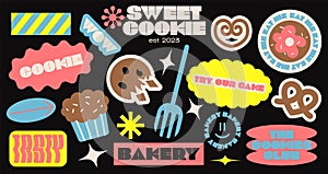 Stickers for coffee shop sweet pastries and delicious desserts