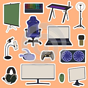 Stickers collection with game streamer elements.