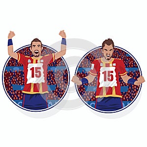 Stickers of emotional soccer players