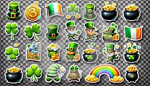 Stickers, Illustrated, 3D, St_Patrick Theme, AI-Generated