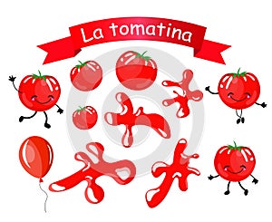 Stickers. Isolated objects for decoration of the Spanish Festival of the Battle of Tomatoes La Tomatino photo