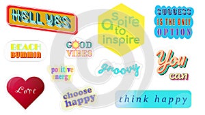 Stickers with positive appeals! Vector file.